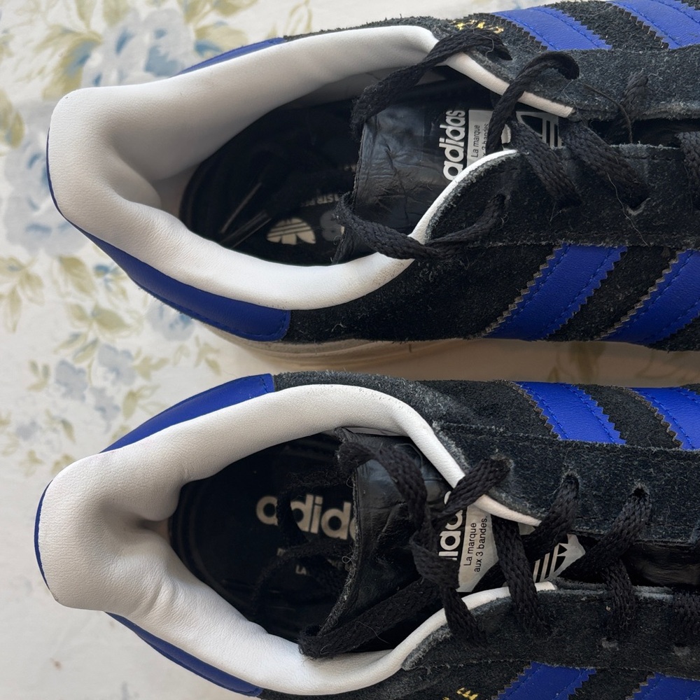 adidas Black Suede Sneakers with Blue Stripes - Picture 6 of 6